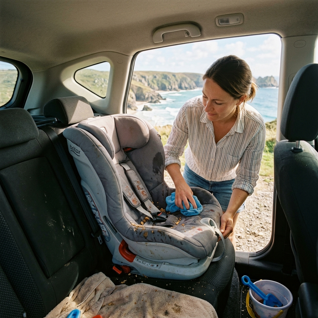 Car seat cleaning solutions UK guide 2024 - removing stains & keeping kids safe.